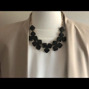 Geometric bib statement bib necklace, onyx shade